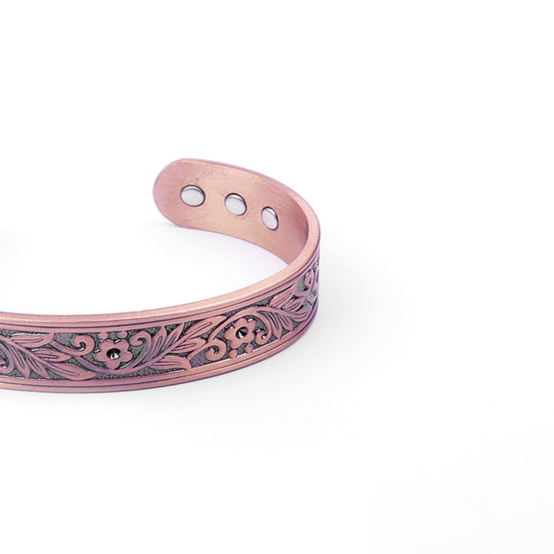 Trend Magnetische Rood Koper Anti Vermoeidheid Armband Pruimenbloesem Breed Gezicht Koperen Armband
