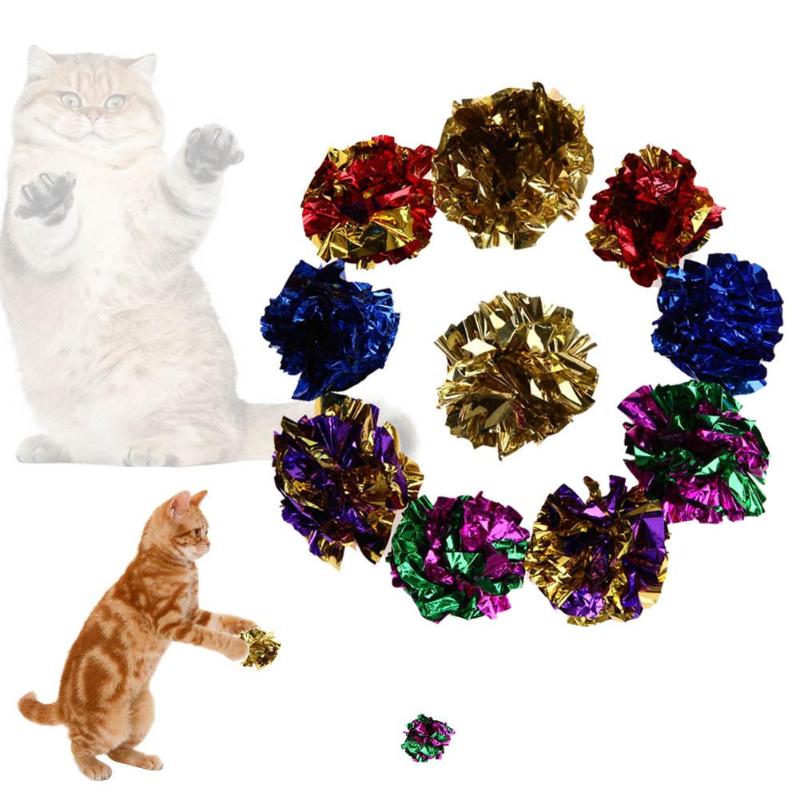 12/24 stk kat mylar crinkle bolde farverige kat legetøj ring papir killing spille lyd bold interaktivt kæledyr legetøjsprodukt til katte leg