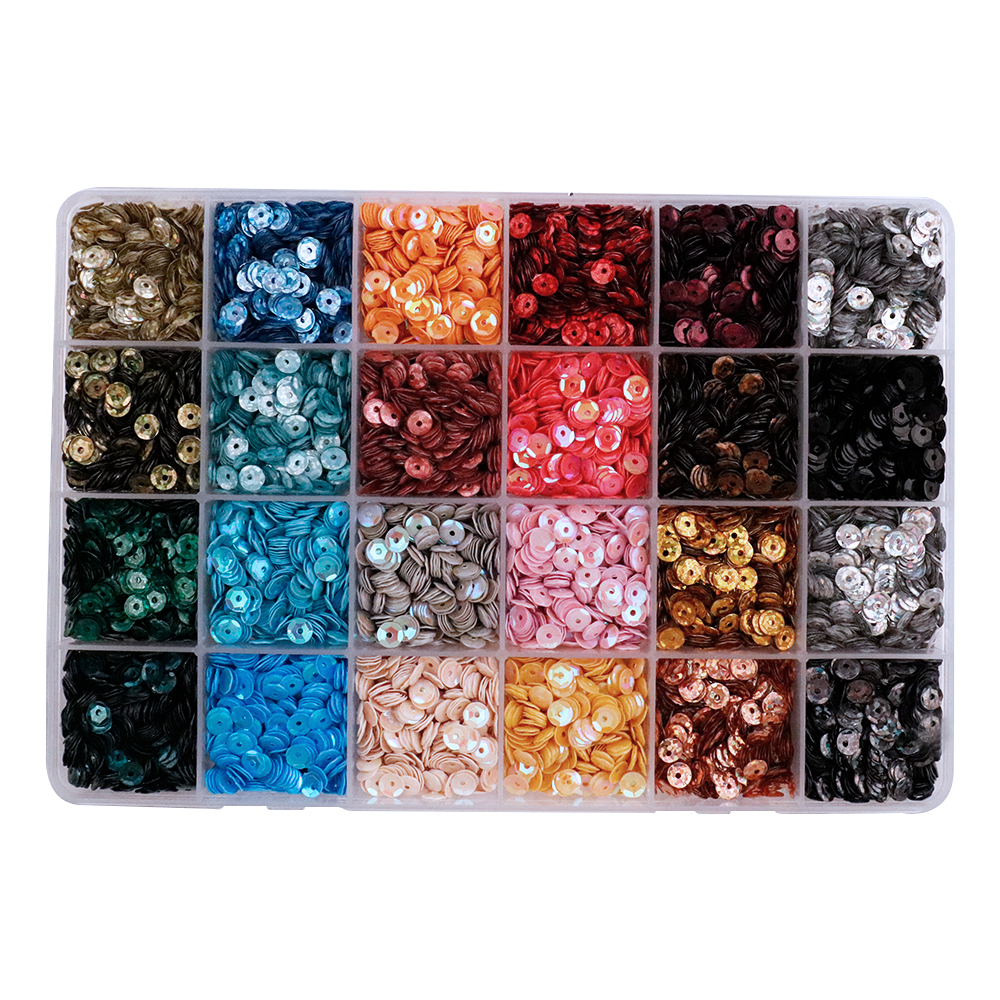 24 kleuren heldere pailletten ronde plaksteen confetti pailetten naaien trouwjurk doe-het-zelf ambachten accessoires: Antiek Zilver