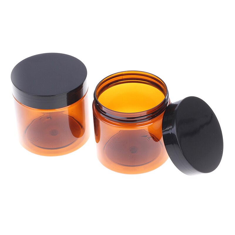 Bocaux ronds en verre d'ambre de 200ml, pour crème droite, avec couvercle en plastique noir, doublure intérieure pour pommade, Lotion faite maison, cosmétiques