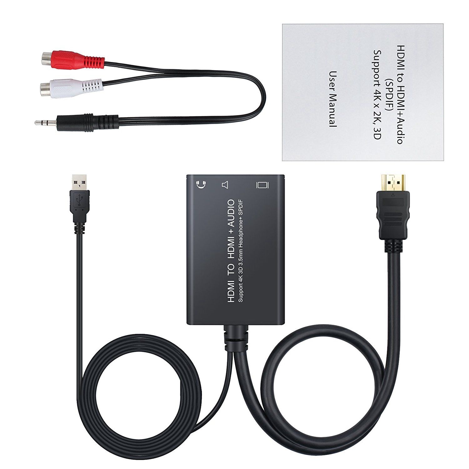 Top Deals 4K HDMI Audio Extractor HDMI naar HDMI en Optische TOSLINK SPDIF + 3.5mm Stereo Audio Extractor splitter HDCP 1.4 DAC Di