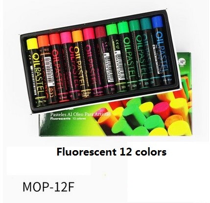 Mungyo 12/ 24 farver oliepasteller metalliske og fluorescerende tegneforsyninger: 12 fluorescerende farve
