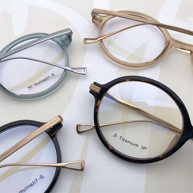 Lunettes rondes en acétate japonais pour hommes, montures en titane, bloquant la lumière bleue, prévention de la myopie, légères, KMN-140 Gafas