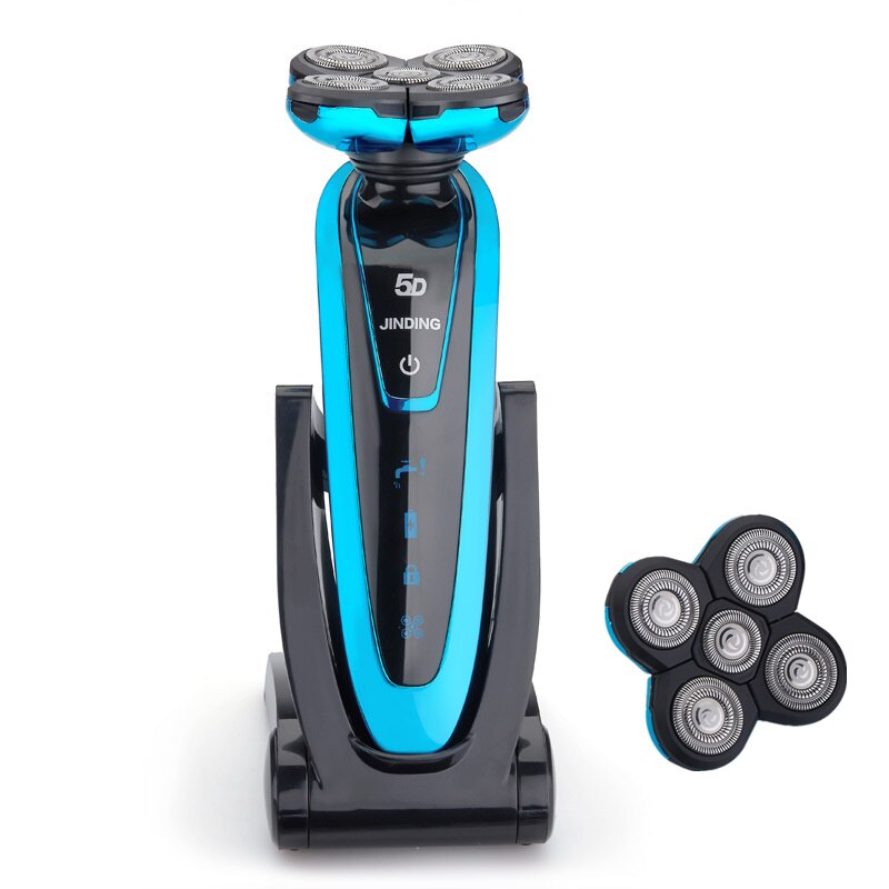 Jinding elektrisk barbermaskin vanntett skjeggtrimmer til hele kroppen, flervalgs-barbermaskin, elektrisk barberhøvel: Blå -1