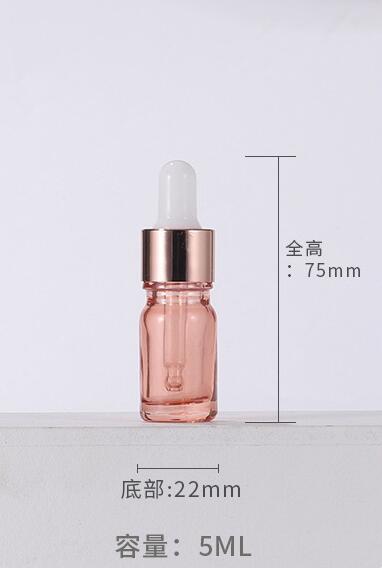 5 stuks 5-100ml lege druppelflesjes roze etherische olie glazen aromatherapie vloeistof roségoud massage pipetflesjes hervulbaar: 5ml