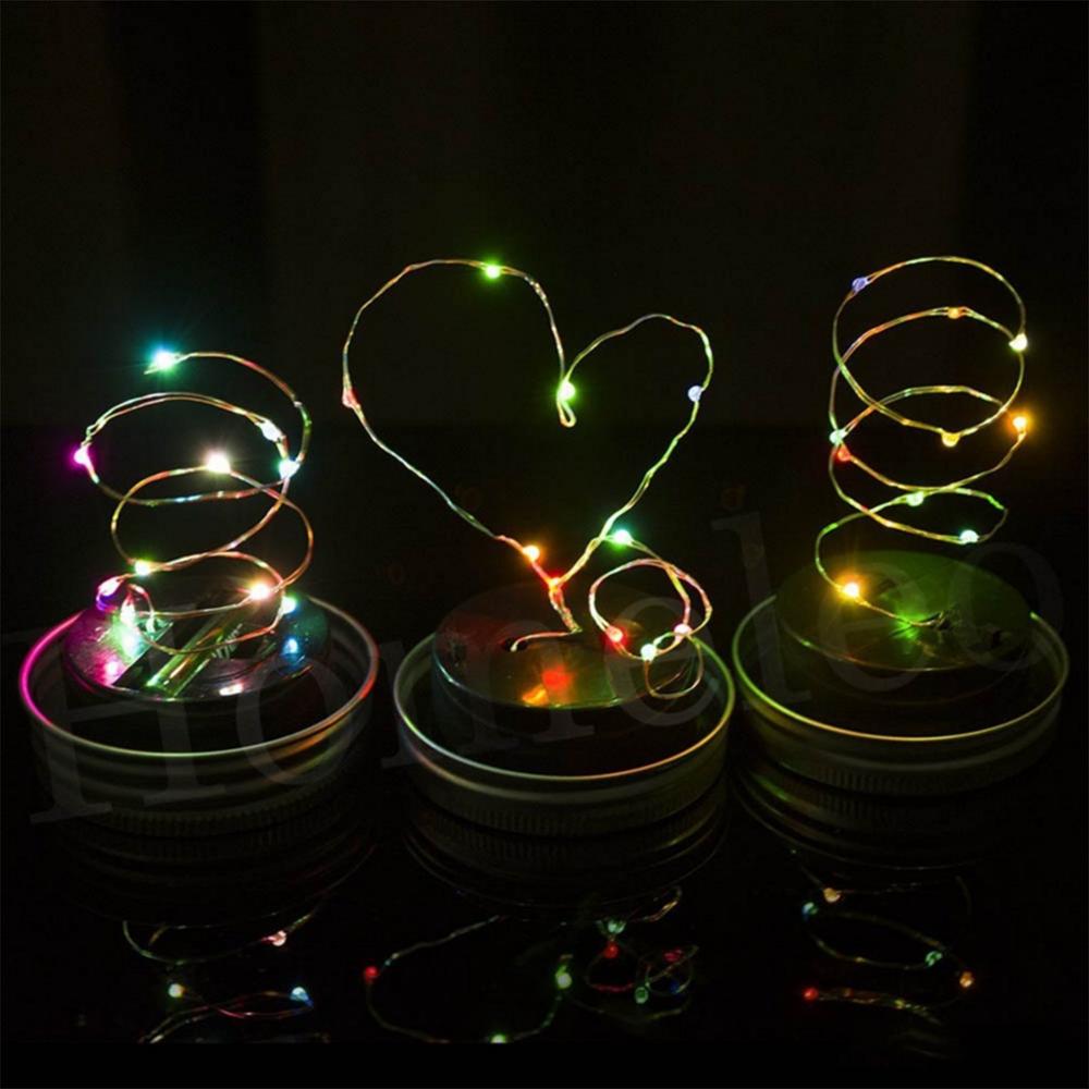 20 led fe lys solcelle til murer krukke låg indsats farve skiftende have indretning julelys udendørs bryllup indretning: Rgb