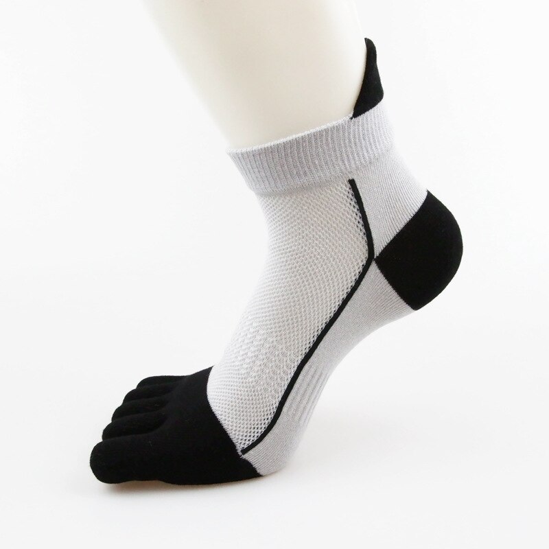 Veridical Katoen Vijf Vinger Sport Sokken Compressie Ademend Kleurrijke Gestreepte Fashions Harajuku Sokken Met Tenen EU39-45: Light grey