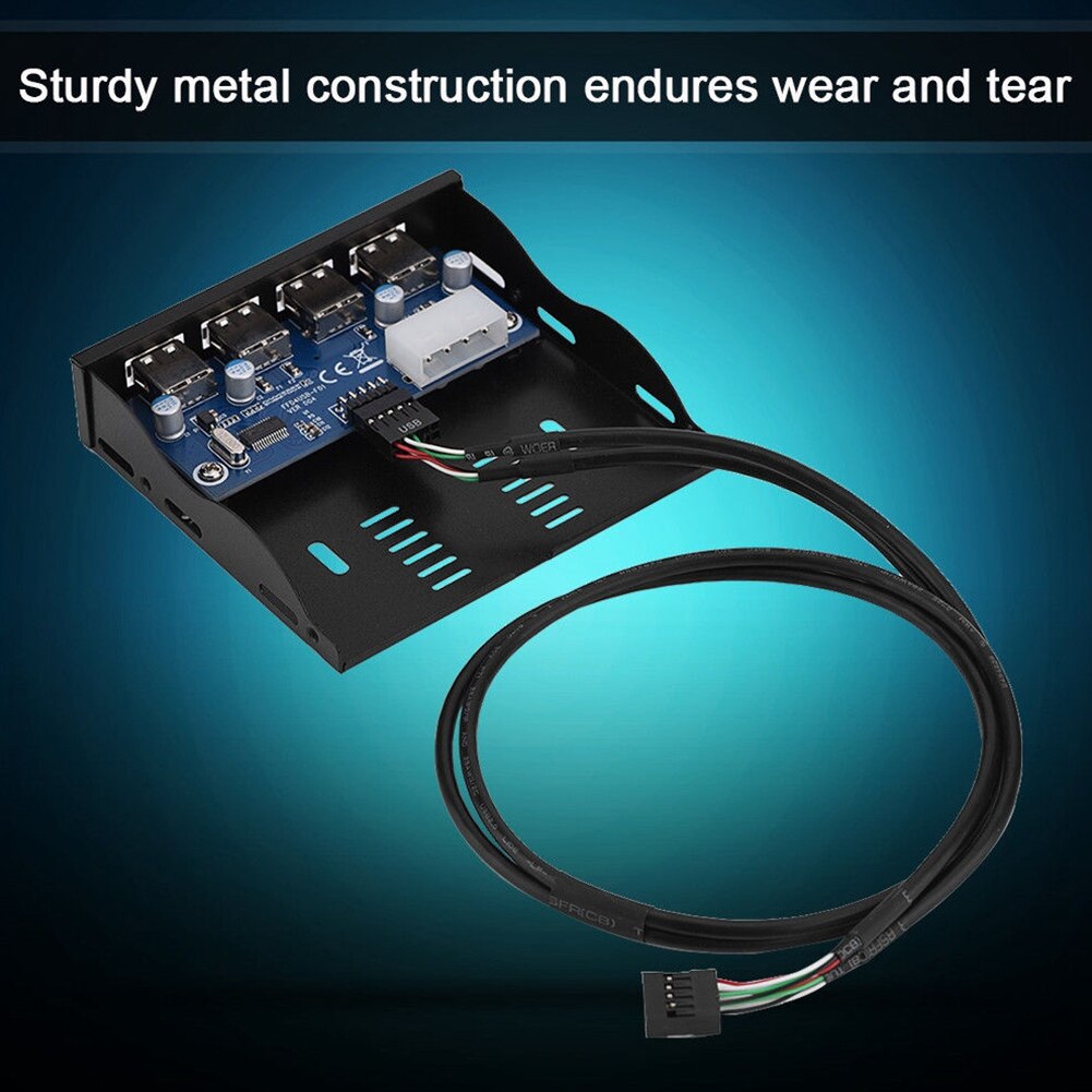 Desktop Cable PC Hub Adapter 9 Pin Front Panel Computer Bracket With Screws Floppy Bay Internal Media Dashboard 4 Port USB 2.0