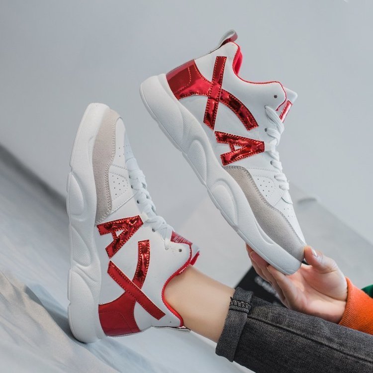 Stijl dames wandelschoenen fleece geïsoleerde witte hardloopschoenen dames sneakers hoge top warme damesschoenen