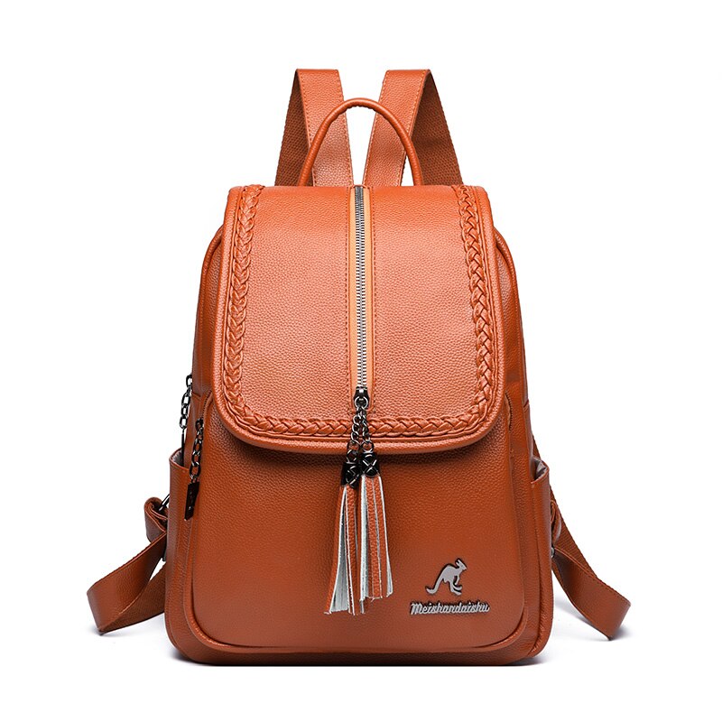 Frauen Leder Rucksack reise schule PU leder Schule tasche einkaufen Rucksäcke reise Schulter Schul: Gelb