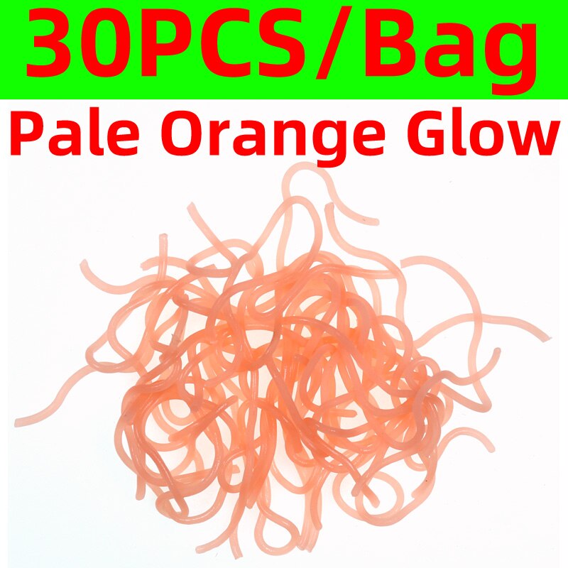 30pcs/Pack Squirmy Worms for Knitting Nymphs, Shrimps, Grubs, San Juan Worms Fly Tying Material Fishing Flies: Pale Orange Glow