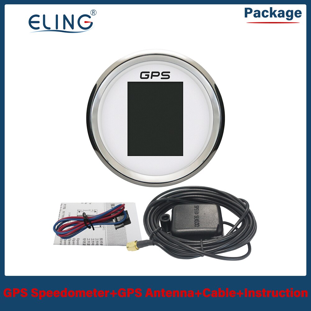 ELING 85mm Digital GPS Speedometer KM MPH Knots Total Mileage Adjustable Trip COG with GPS Antenna 12V 24V: army green