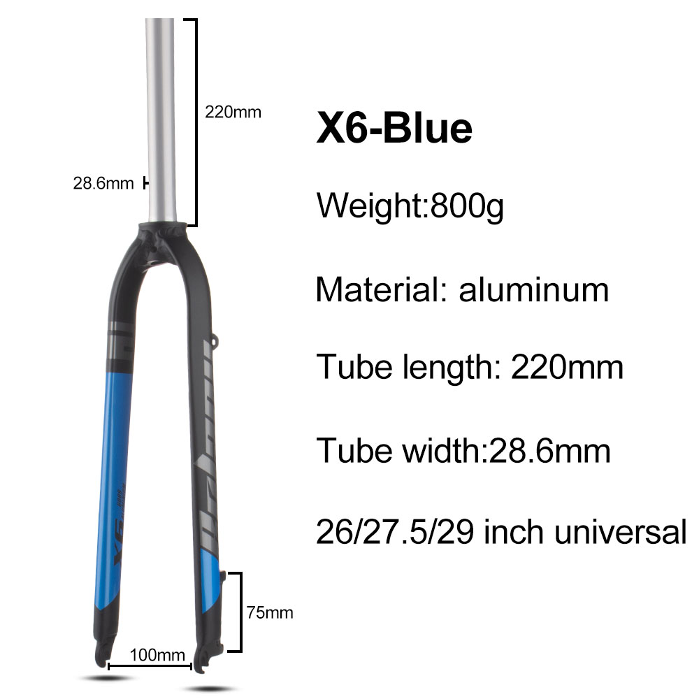 Bolany X6 Matte Rigid Fork FIt 26/27.5/29inch Aluminum Alloy Mountain Bike Fork Straight Tube 28.6mm A-pillar MTB Hard Fork: Red