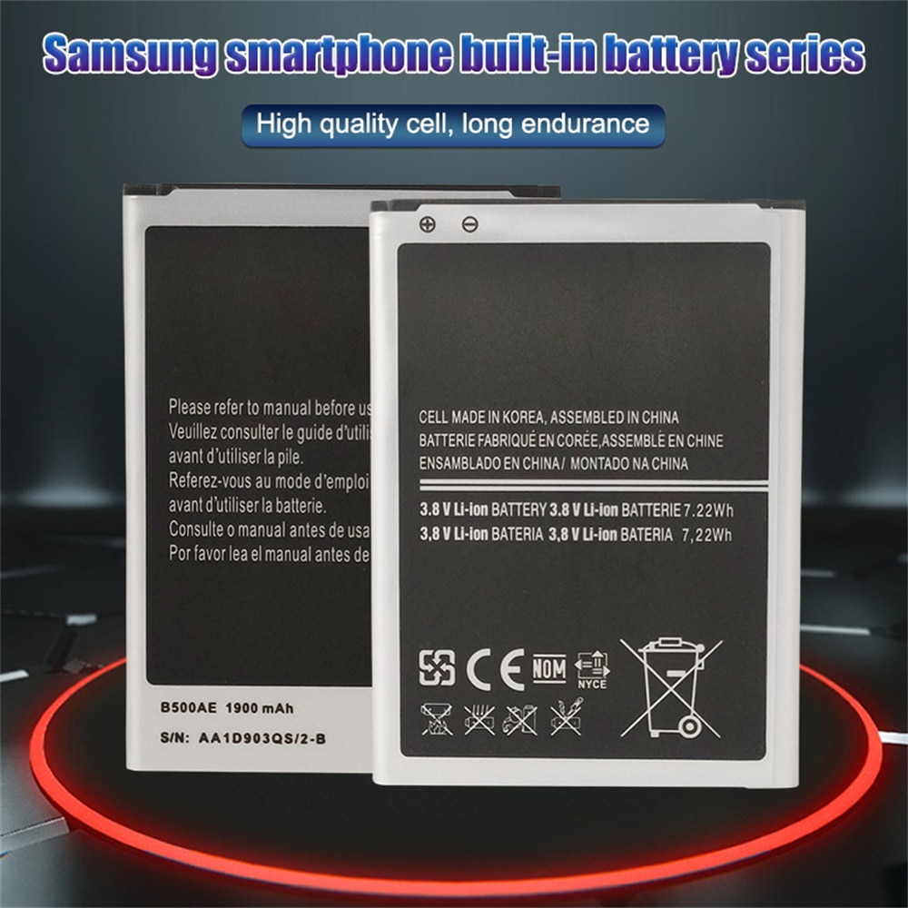 1PCS 1900mAh 3.8V Battery B500AE B500BE Phone Batteries for Samsung Galaxy S4 Mini GT-i9190 i9192 i9198 i9195