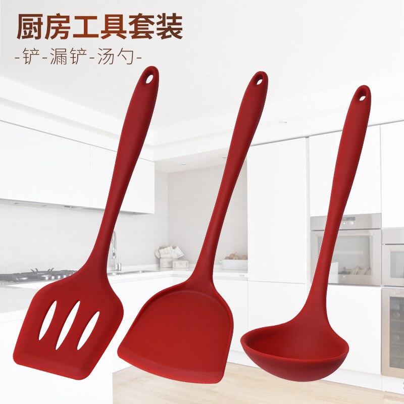 Manufacturers Direct Selling Non-stick Pot Silicone Spatula　 Kitchen Ladel lou chan Three-piece Set Stir-Fry Spatula Currently A