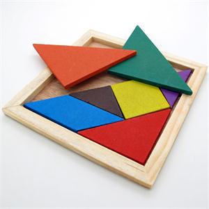 Trä tangram 7 st pussel färgrik kvadrat iq spel hjärnteaser intelligent educatief spelgods för barn