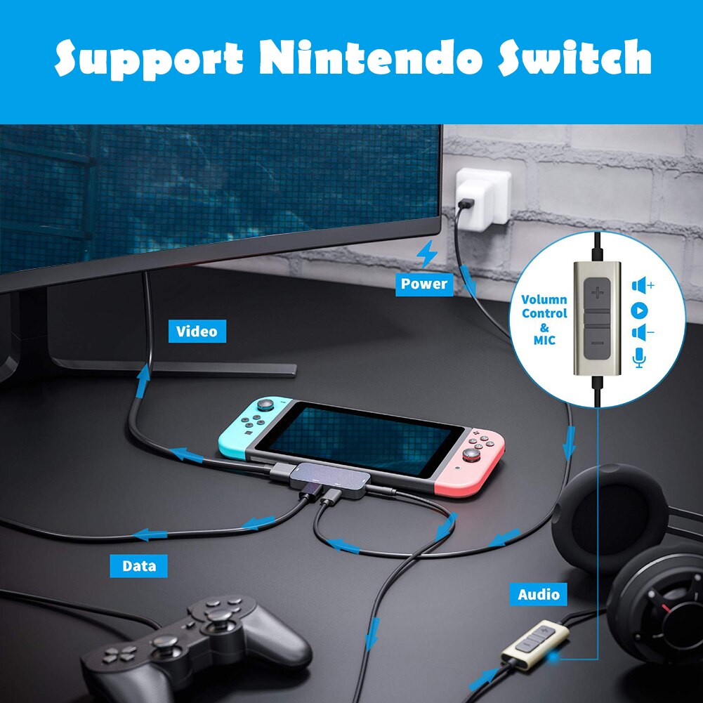 Tf vga hdmi adapter  rj45 netværkskort 5 in 1 usb c hub type c til usb 3.0 til pc notebook tilbehør usb-c hub