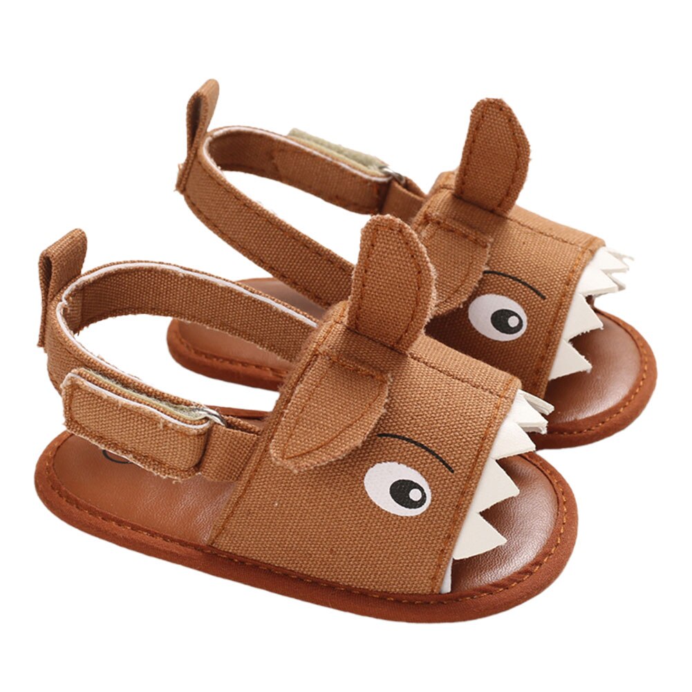 Cute Shark Sandals Toddler Baby Boys Summer Shoes Soft Sole Non-slip Breathable Newborn Sandals Infant Shoe Prewalkers 0-18M: Brown / 0-6 Months