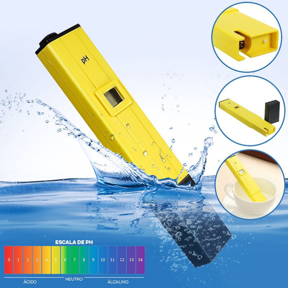 Bærbar høj nøjagtighed lcd digital ph meter tester pen til vand mad akvarie pool hydroponics vin urin ph detektor monitor: Gul