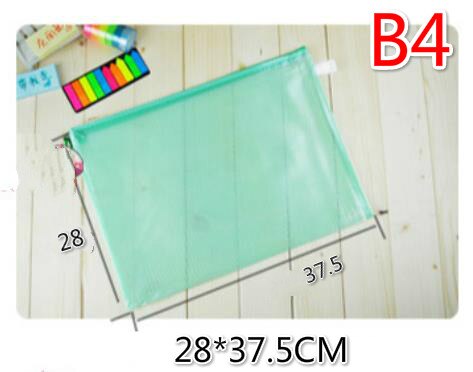 A3/B4/A4/B5/A6 office supplies multilayer zipper bags kits transparent waterproof mesh bags file holder: B4