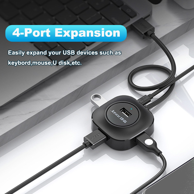 Jasoz USB 2.0 HUB 4-Port Expander Adapter With Micro USB Charge Power Port Multi USB Splitter For Hard Disk PC Mouse Keyboard