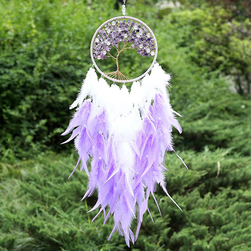 Moderne Stijl Handgemaakte Weave Dromen Catcher Pendantcolorful Stenen Tree Of Life Dreamcatcher Decor Opknoping Meisje Room Decor