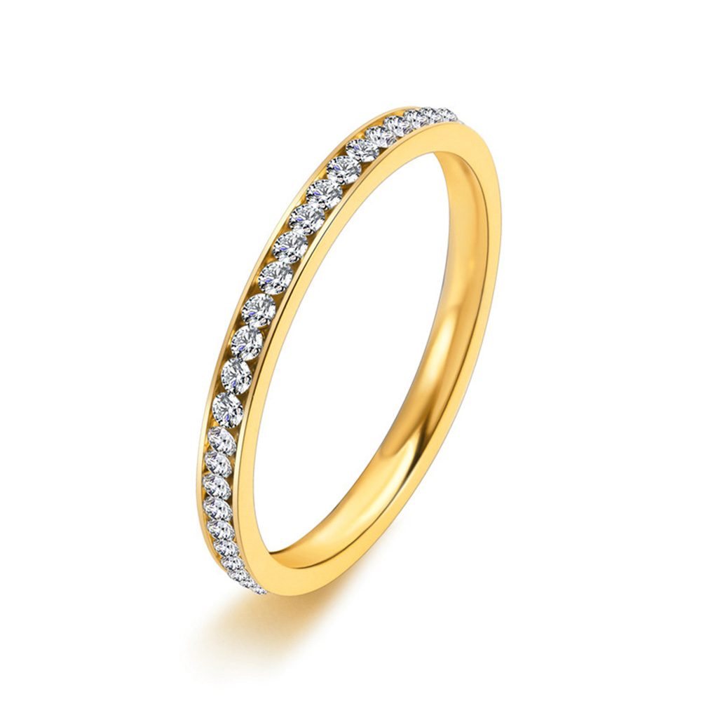 Anillo de circonia cúbica helada de 2mm para mujer, anillos de boda de acero inoxidable de Color dorado y plateado para mujer, de joyería de: 11 / Negro
