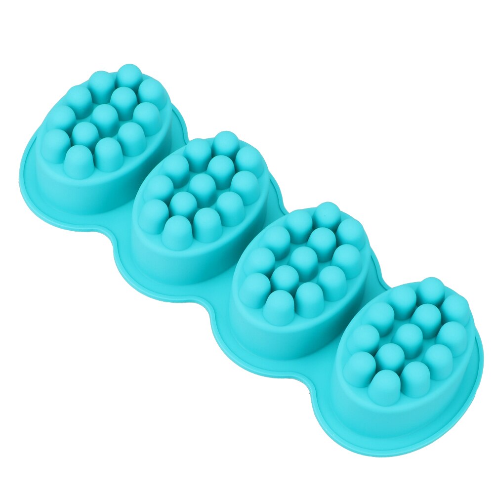 4 Cavity 3D Handmade Silicone Soap Mold Massage Soap Making Tools Resin Crafts Oval Soap Moulds: Green