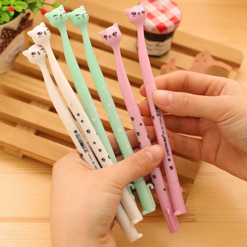 Kreative Schreibwaren Gel Stift Nette Cartoon Hoch Katze Wasser Schwarz Core Braun Rosa Weiß Blau Neuheit Einfach Zu Schreiben Student TSLM1