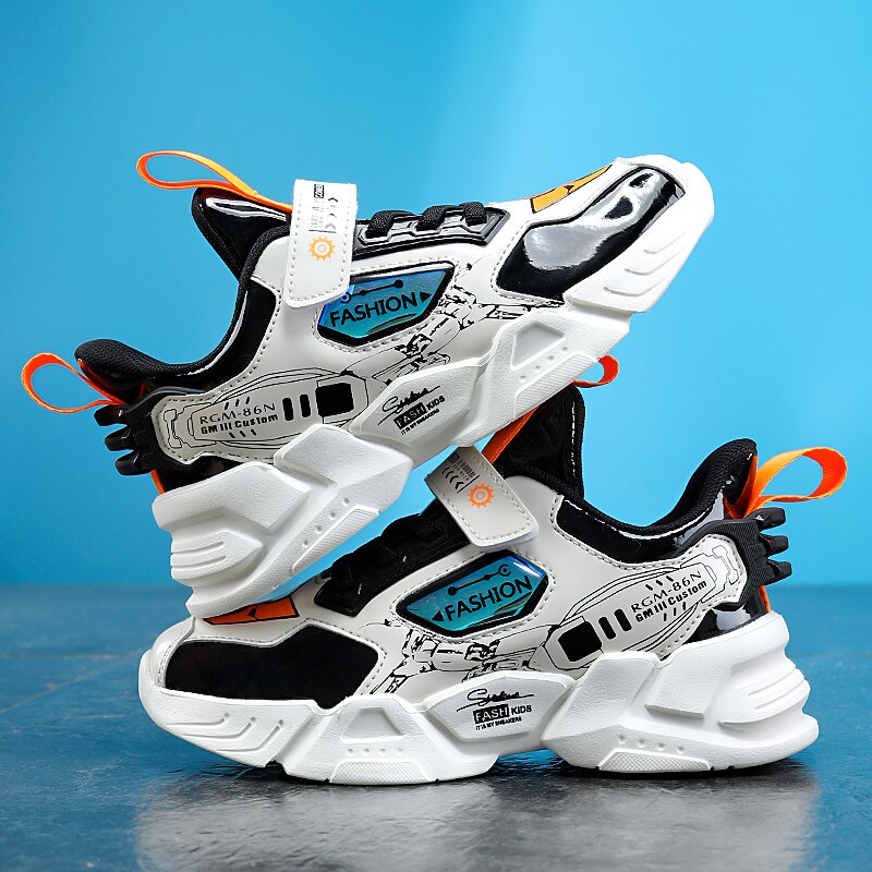 Spring Children&#39;s Sports Shoes Tennis Breathable Boy Mech Running Sports Shoes Comfortable Non-slip Children&#39;s Walking Shoes