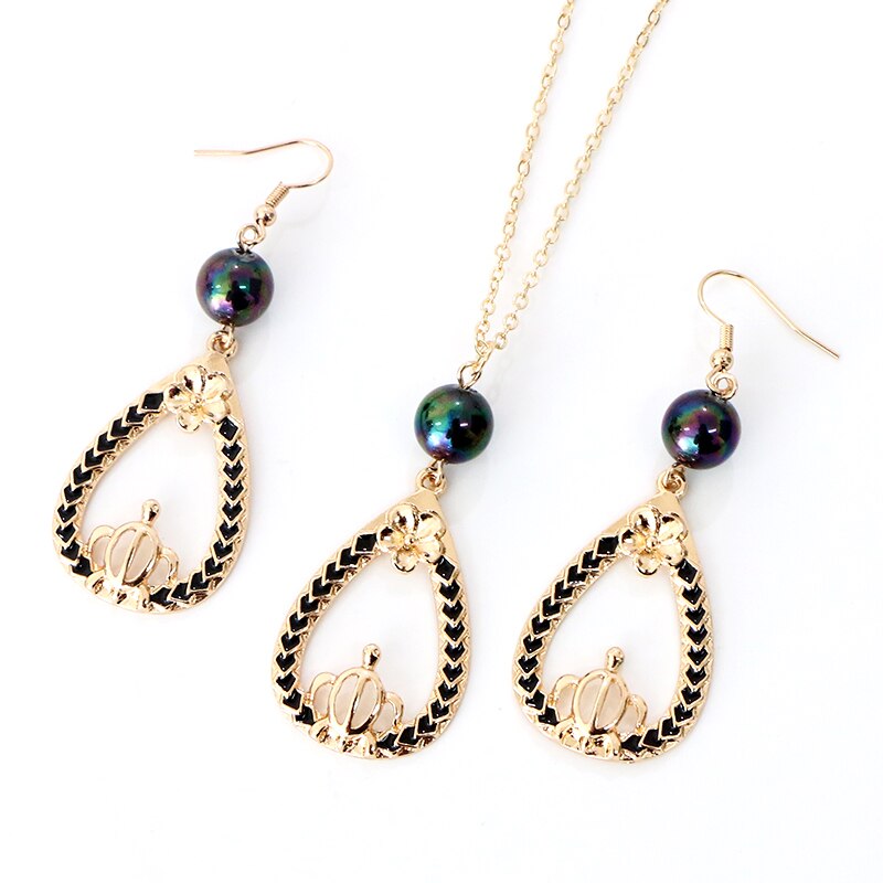 KOMi Polynesian Hawaiian Samoa Marshall Style Glass Bead Pearl Hollow Cross Heart Flower Charm Necklace Earrings Jewelry Set: GJZ381