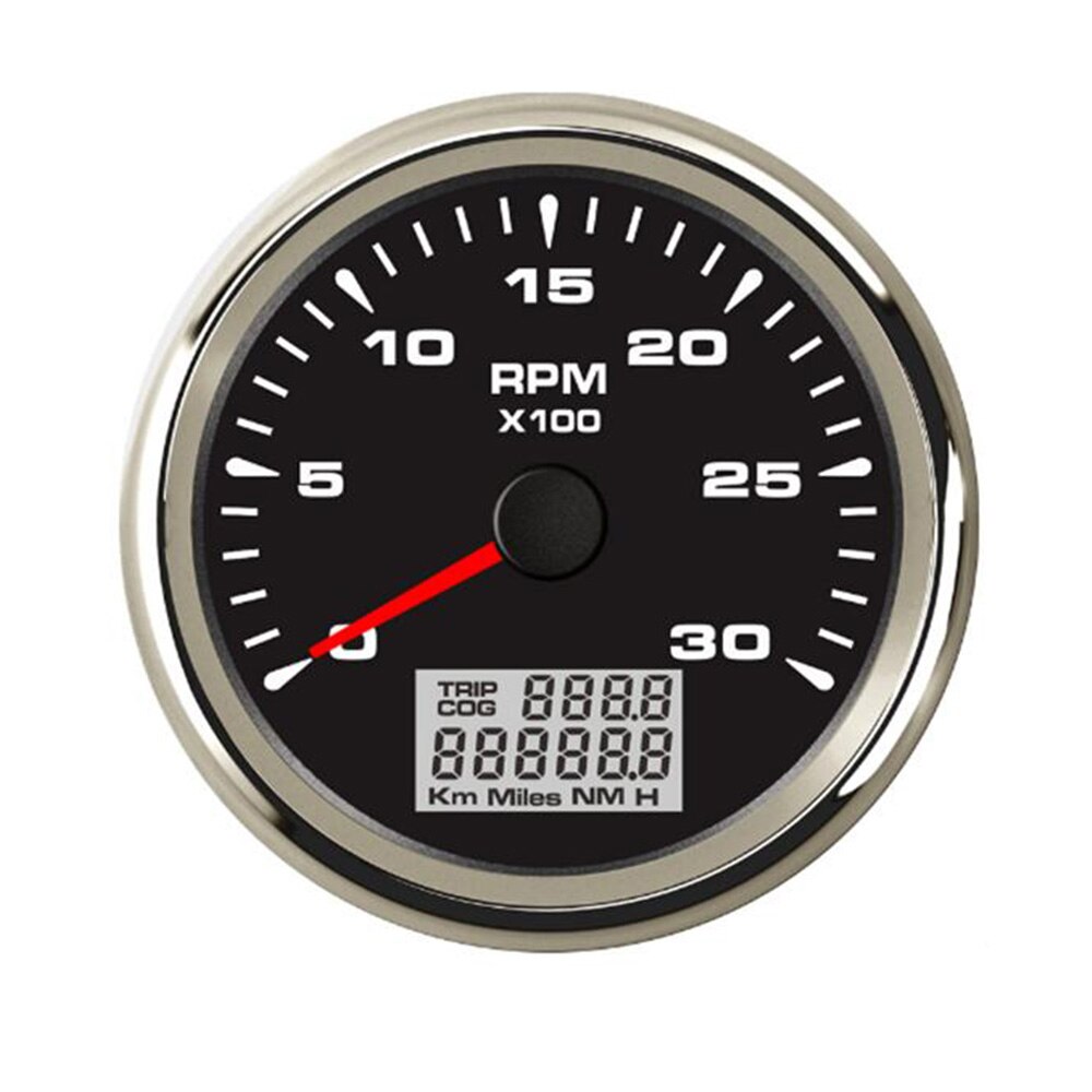 Tacómetro de coche marino con retroiluminación, 7 colores, con LED, reloj de arena, impermeable, 8000 /3000 / 4000 RPM: Black Silver 3000RPM