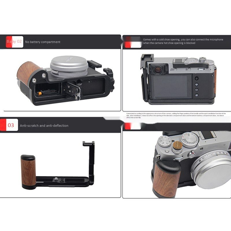 Voor Fuji X-T 100 Camera Beschermhoes Uitbreiding Accessoires Quick Installatie Board Met Houten Handvat Handgreep