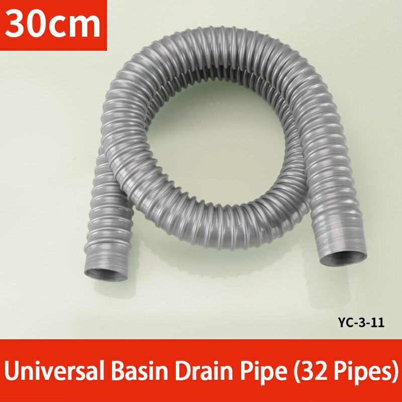Tubería de drenaje Universal para lavabo, 0,3-2M, diámetro interno de 32MM, extensión, espesa, manguera de repuesto Flexible, pajitas, piezas duraderas: 30CM