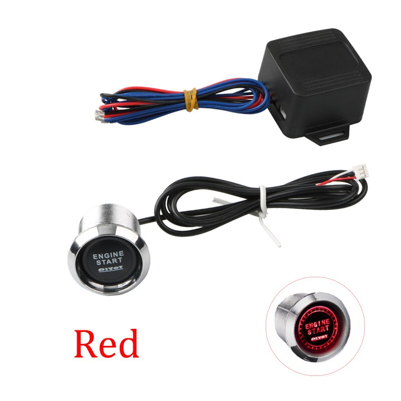 12V Red or Blue LED Car Keyless Engine Start Push Button Switch Ignition Starter Kit one-button Start Button Engine Start Button: Red