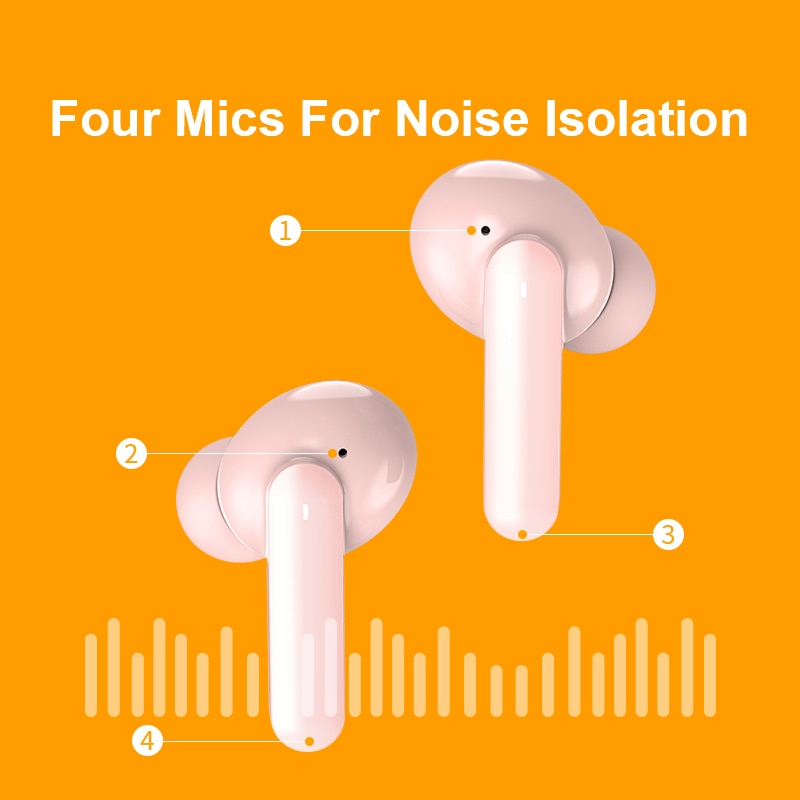 QCY T10 Bluetooth Drahtlose Kopfhörer Dual-Anker in-ohr Kopfhörer APP intelligente steuerung 4 mikrofon Lärm reduktion