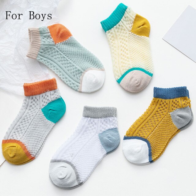 5 Paar Zomer Dunne Kinderen Sokken Jongens En Meisjes Sokken: For Boys / XL 9-12 years old