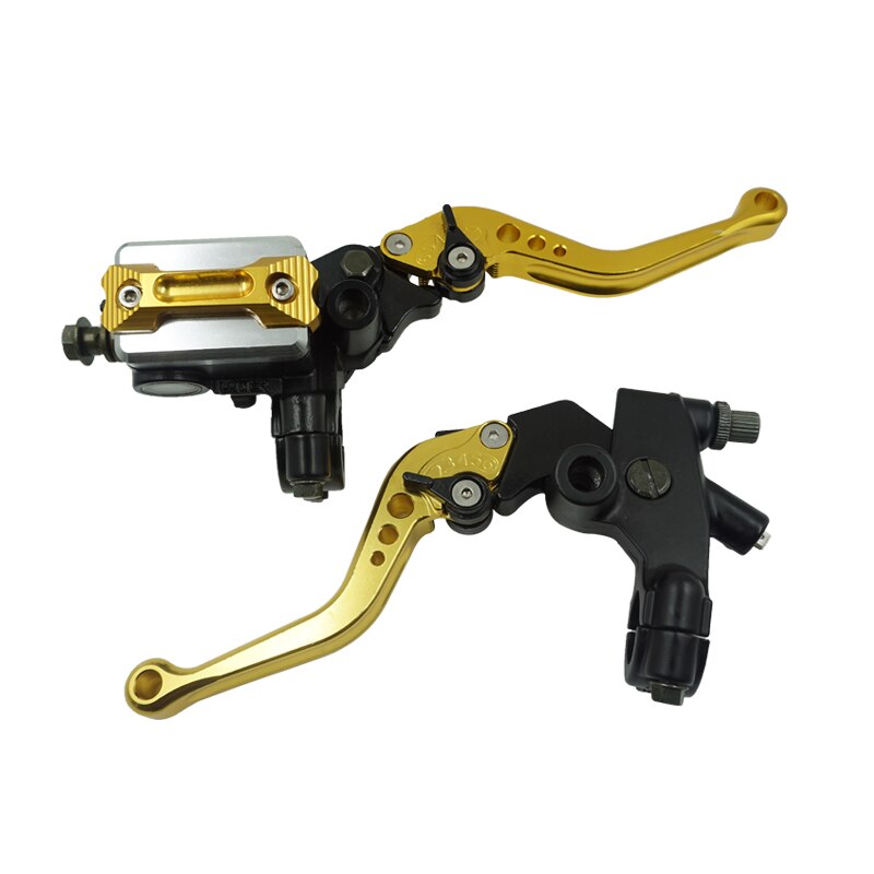 EEN Paar 7/8 "22mm Universal Motorcycle Brake Clutch Hoofdcylinder Lever Kabel Clutch Reservoir Voor Scooter Sport Dirt fiets: Gold