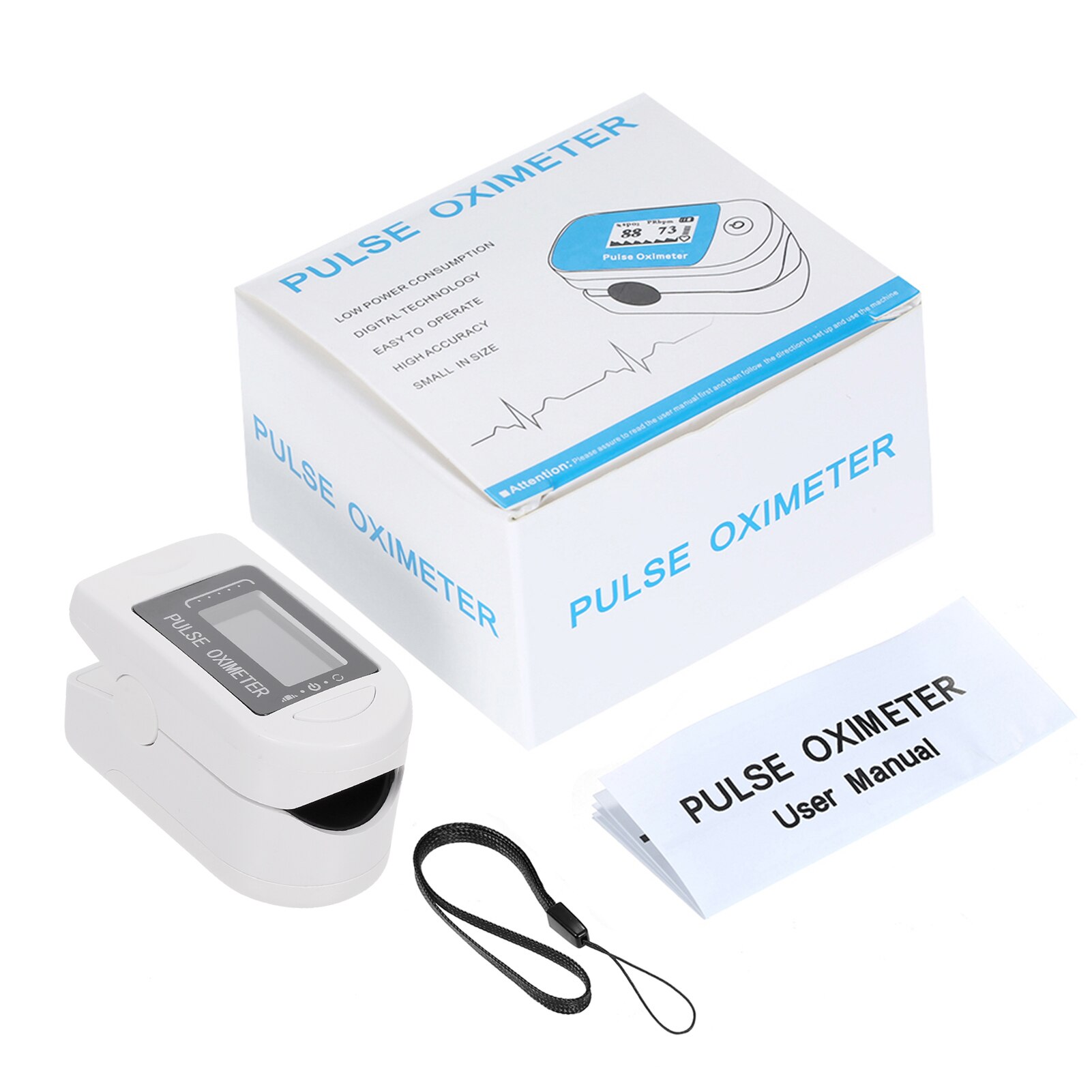 Digitale vingertop pulsoximeter met oled-display, bloedzuurstofsensor, mini- spo2- monitor en polsslagmeter.