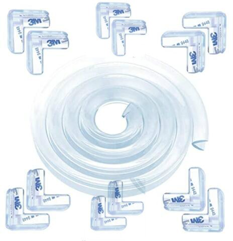 Protector de esquinas de 4M y 6M para Borde de esquina, protectores transparentes para muebles para niños pequeños, tira de parachoques de silicona suave, seguridad para niños: 6M and 12corners