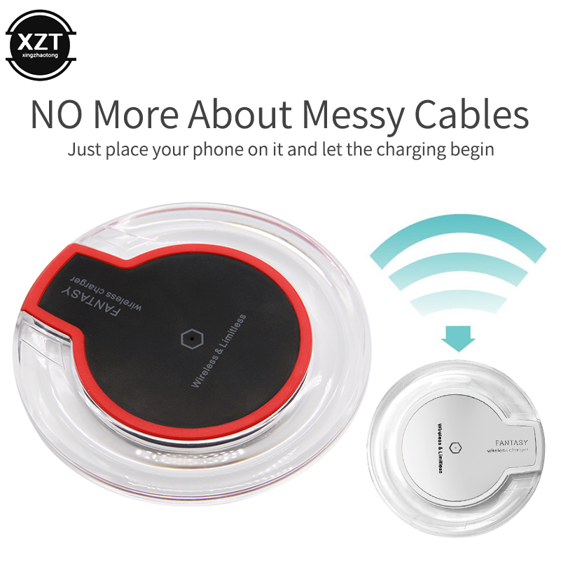 Ultra Thin Led Qi Wireless Charger Charging Pad Induction USB Charger Crystal for Samsung Huawei