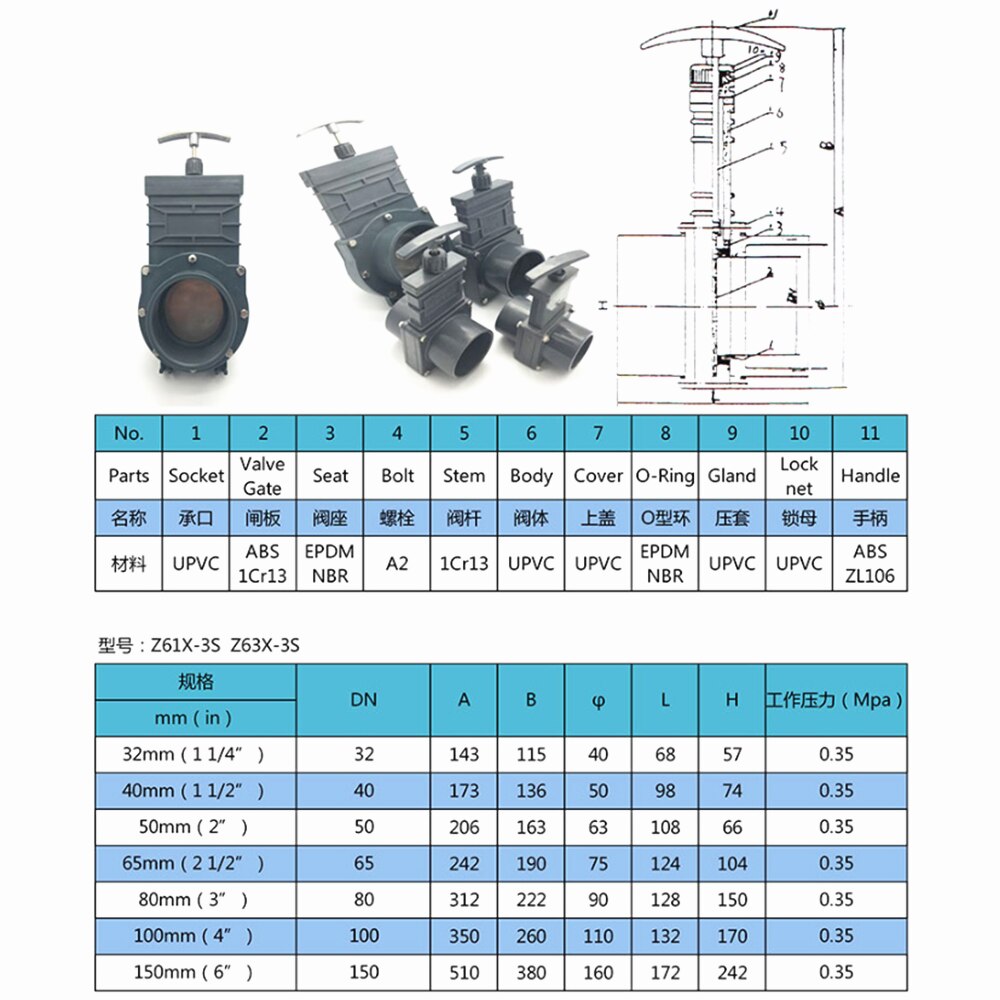 Dn32/dn40/dn50/dn65/dn80 upvc avloppsventil 1.5 tum /2 tum /2.5 tum /3 tum /3.5 tum utdragbar