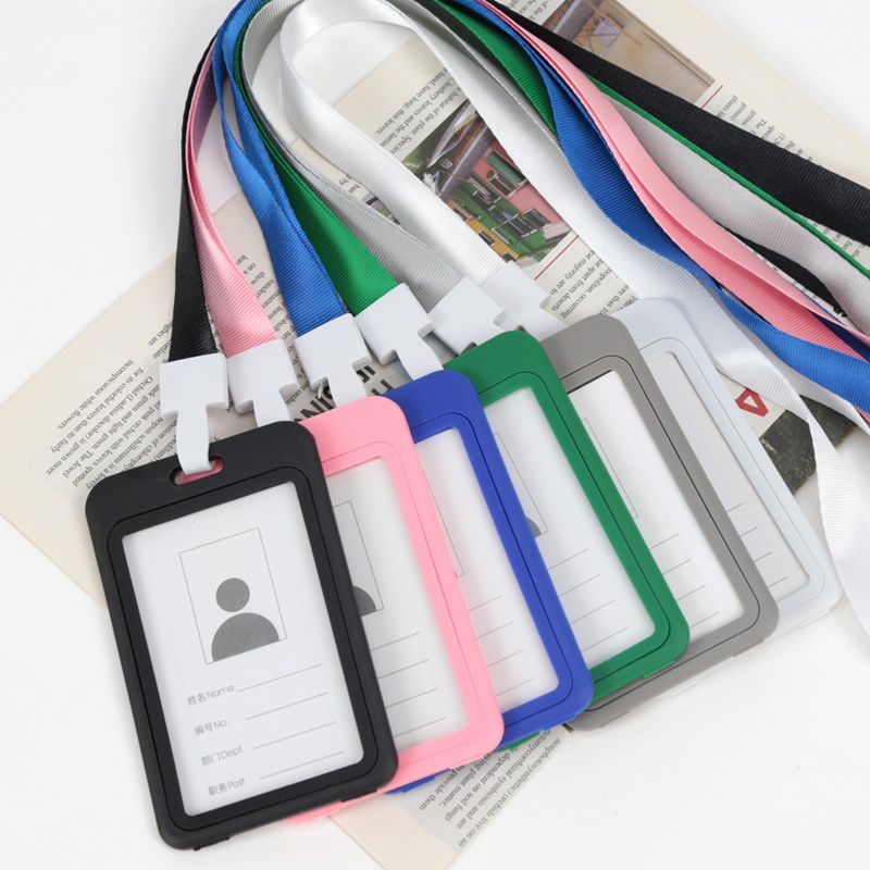 Soporte de tarjeta de identificación de Color de trabajo Unisex, cordón, funda de identificación, doble transparente, exposición de negocios, correa para colgar en el cuello