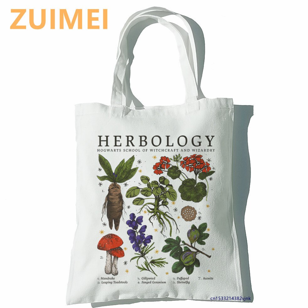 Tas Herbology Planten Grappige Cartoon Vrouwen Tassen Harajuku Gothic Canvas Draagtas Horror Cartoon Grote Capaciteit Shopper Tas Toevallige: Chocolate