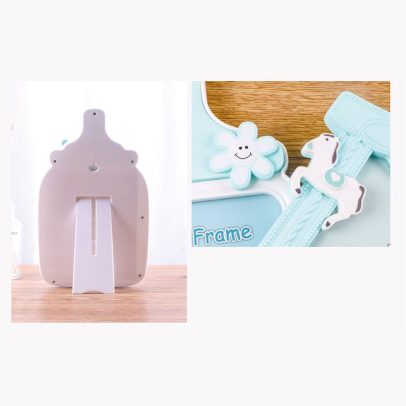 Baby cartoon flesvormige fotolijst voor een kind met een verjaardagsfoto