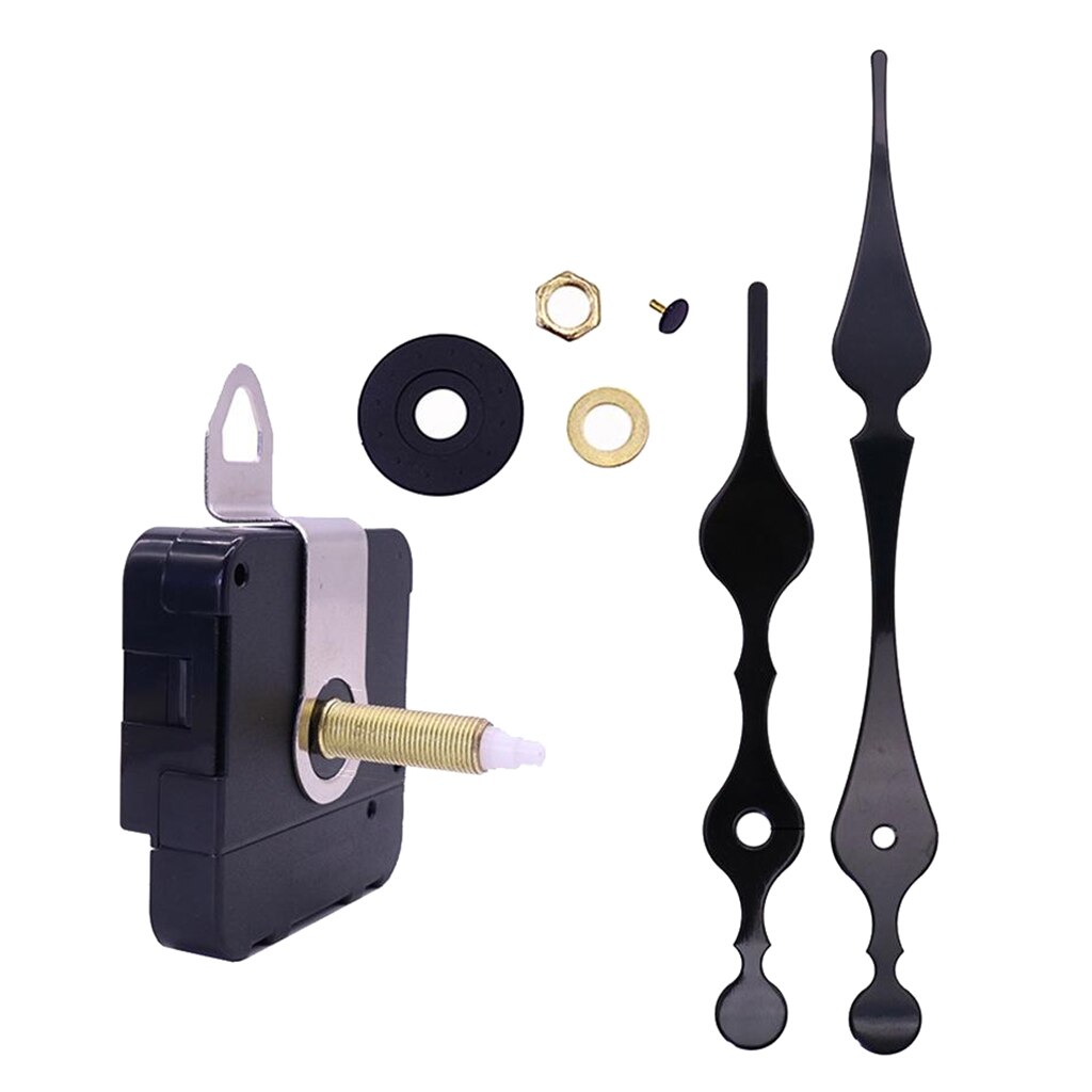 1 Set Quartz DIY Wall Clock Movement Accessories Clockwork Repair Parts Kits Mechanism Black Long Spindle Replacement