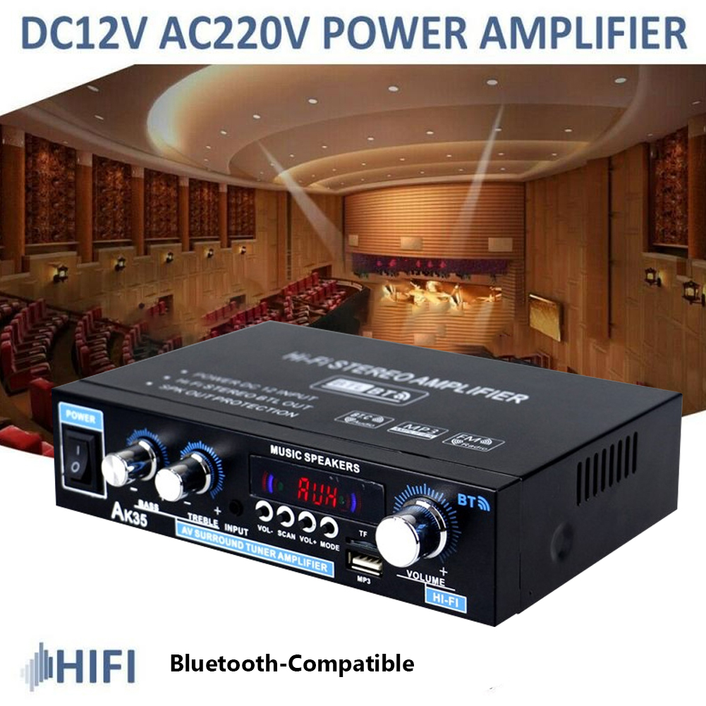 AK35 Stereofoniczny wzmacniacz mocy audio HiFi zgodny z Bluetooth z USB TF RCA AUX In + Remote