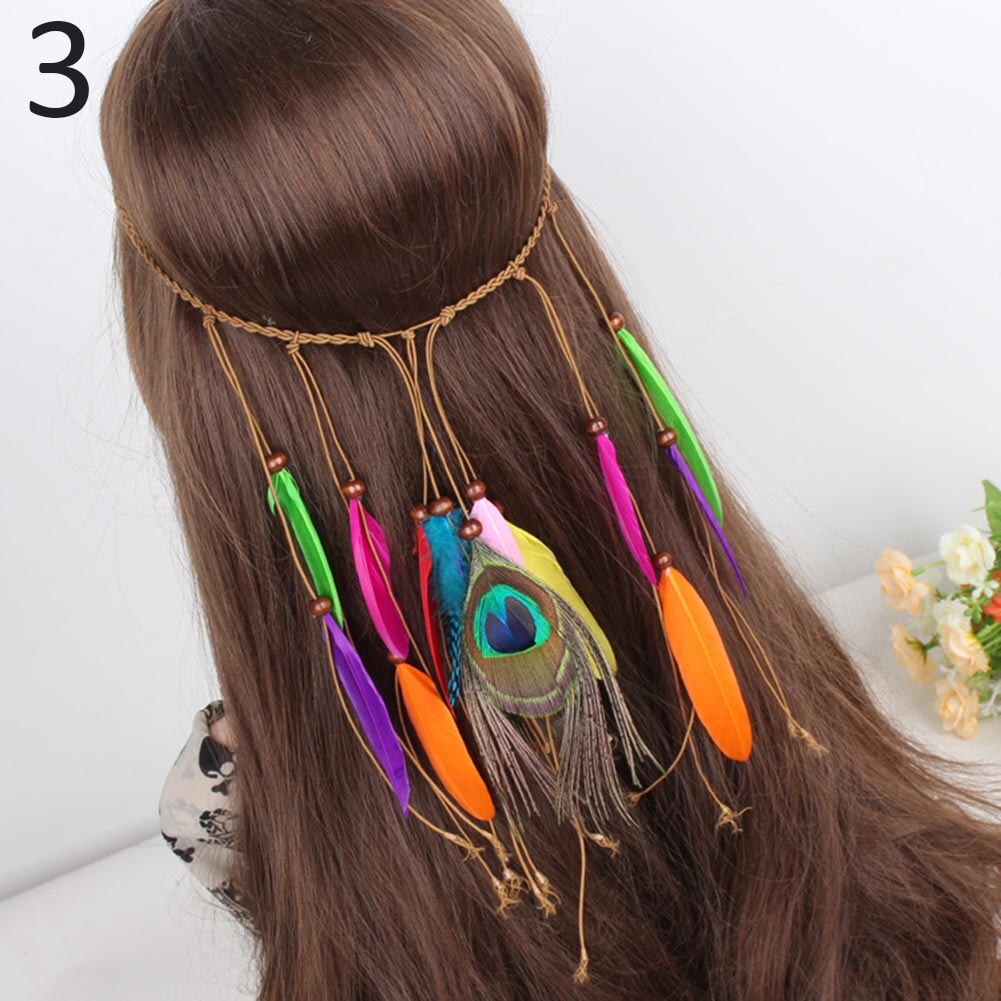 Indian Feather Hoofdband Verstelbare Hoofdtooi Festival Boho Haarband Vrouwen Girl Haar Accessoires EIG88: 3