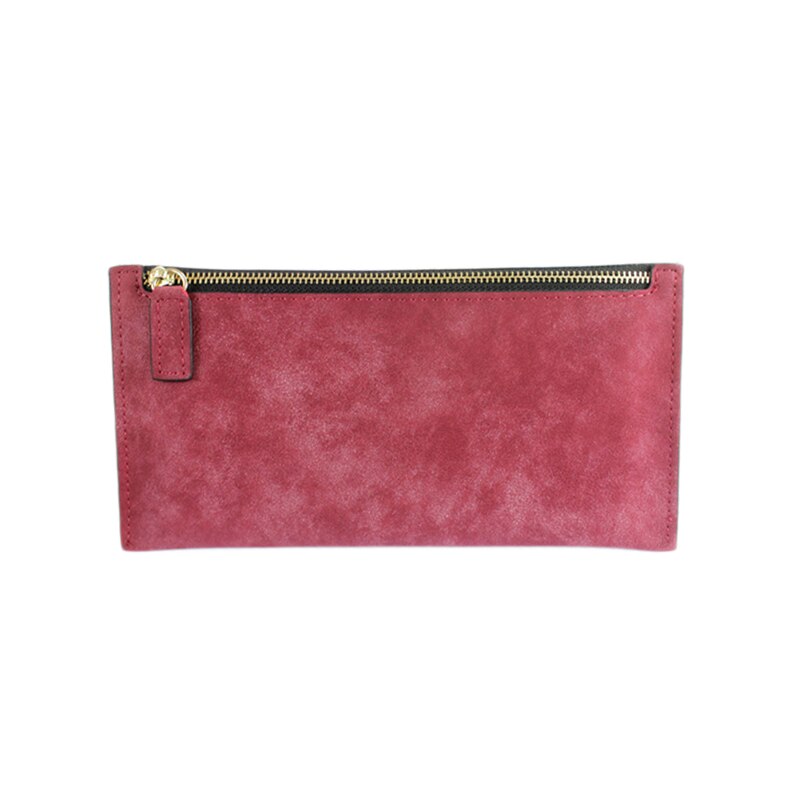 Donne Portafogli Lungo di Cuoio dell'UNITÀ di elaborazione Lungo Femminile Portafoglio Della Chiusura Lampo Sottile Delle Signore Della Frizione Del Cinturino dell'orologio ultra Sottile Del Sacchetto Del Telefono mobile Della Borsa Della Moneta: rosso