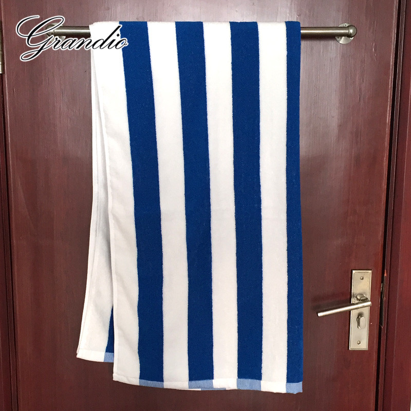 100%  badehåndklæde i bomuld 80 x 150cm blåhvidstribet luksus tung tyk frotté 650g absorberende badehåndklæde til badeværelset til voksne